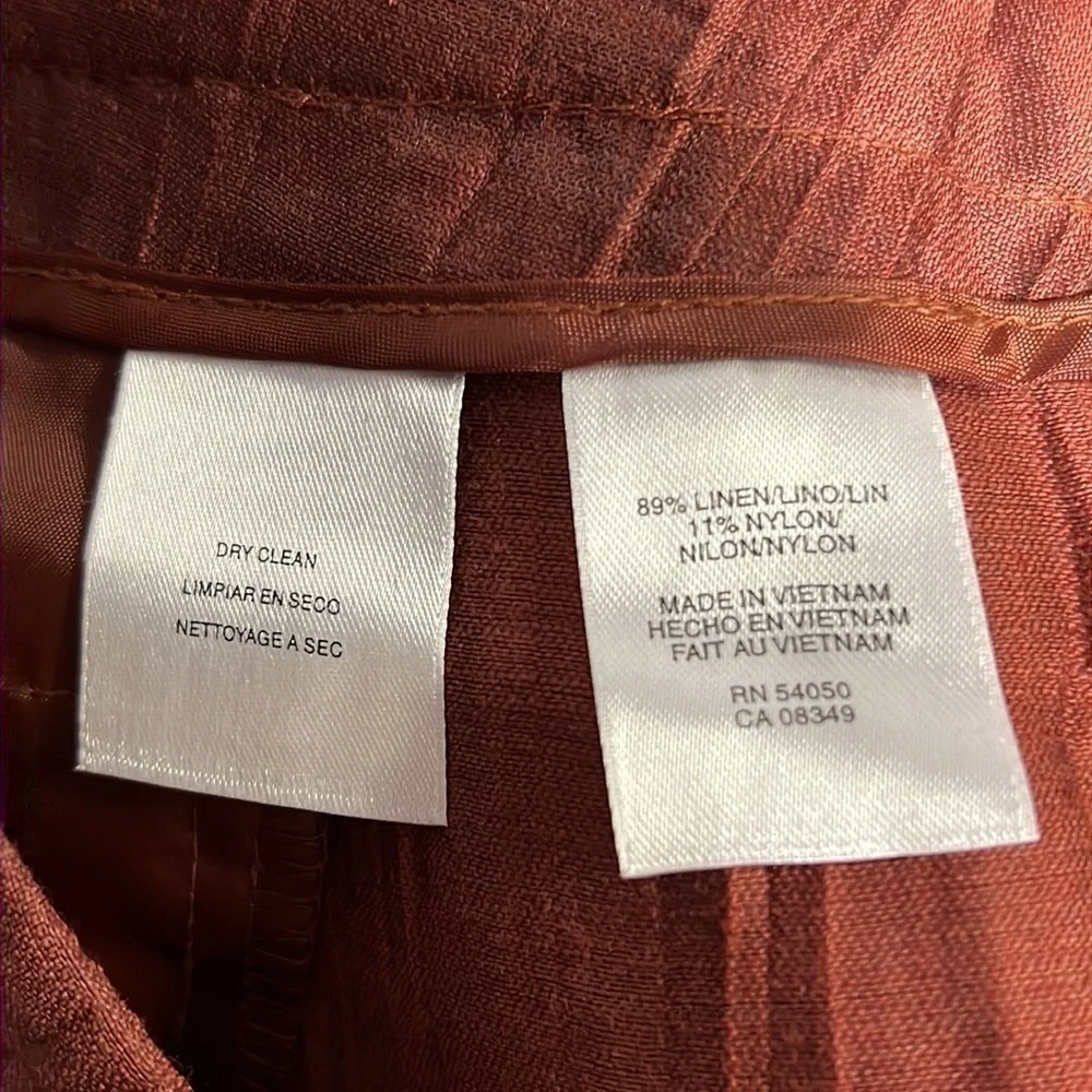 JONES NEW YORK COLLECTION SIZE 12 RUST LINEN WIDE PANTS NWT